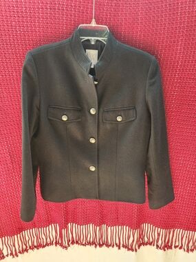 Vintage Women's Black Military-Style Wool Blazer -SZ12